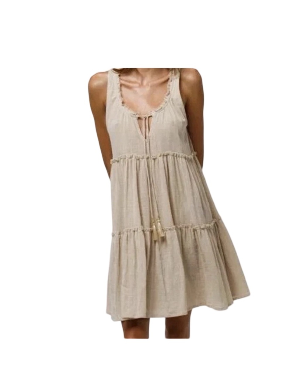 Beachgold Tan Dress Size Medium 100% Cotton Cruise, Vacation, Summer , Boho